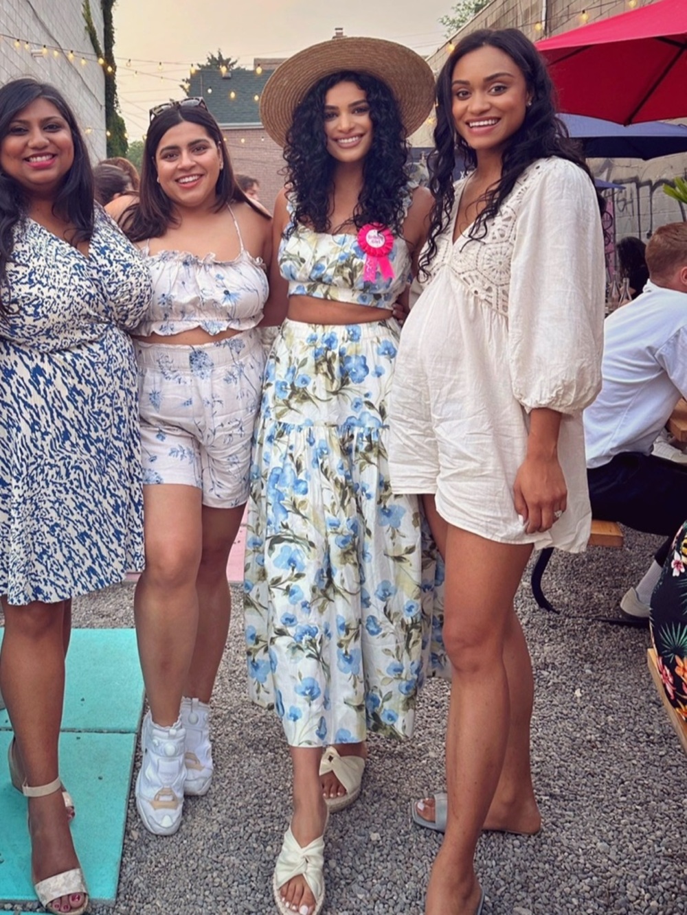Abercrombie & Fitch White and Blue Floral Two-Piece Skirt Set